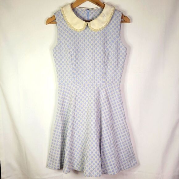 Baby Blue and White Polka Dot Peter Pan Collar Dress - Picture 2 of 11